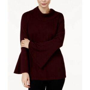 ALFANI Cowl-Neck Bell-Sleeve Sweater